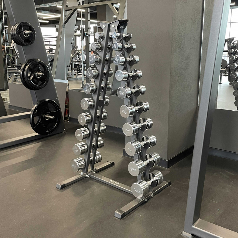 Гантельный ряд хромированный (шаг 1 кг, 10 пар) 1-10 кг PROFI-FIT