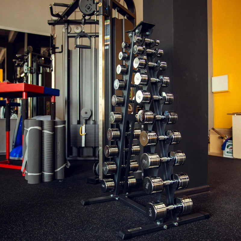 Гантельный ряд хромированный (шаг 1 кг, 10 пар) 1-10 кг PROFI-FIT
