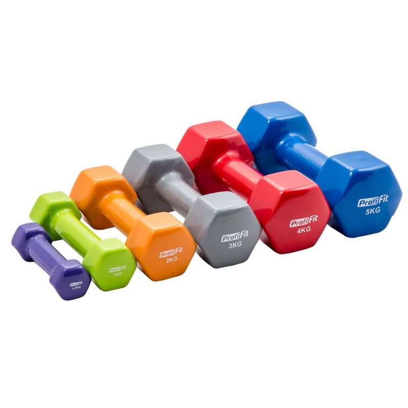 Гантель в виниловой оболочке, шестигранник 0,5 кг, фиолетовая PROFI-FIT