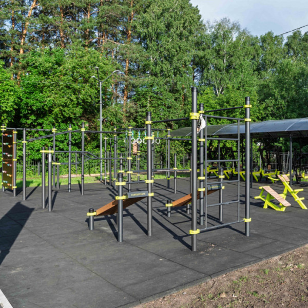 Воркаут площадка (3 турника, шведская стенка, 2 наклонные скамьи) ZAVODSPORTA W221
