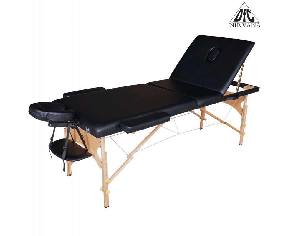 Массажный стол DFC NIRVANA, Relax Pro, дерев. ножки, цвет черный (Black)