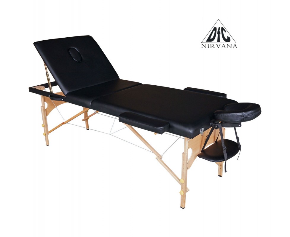 Массажный стол DFC NIRVANA, Relax Pro, дерев. ножки, цвет черный (Black)