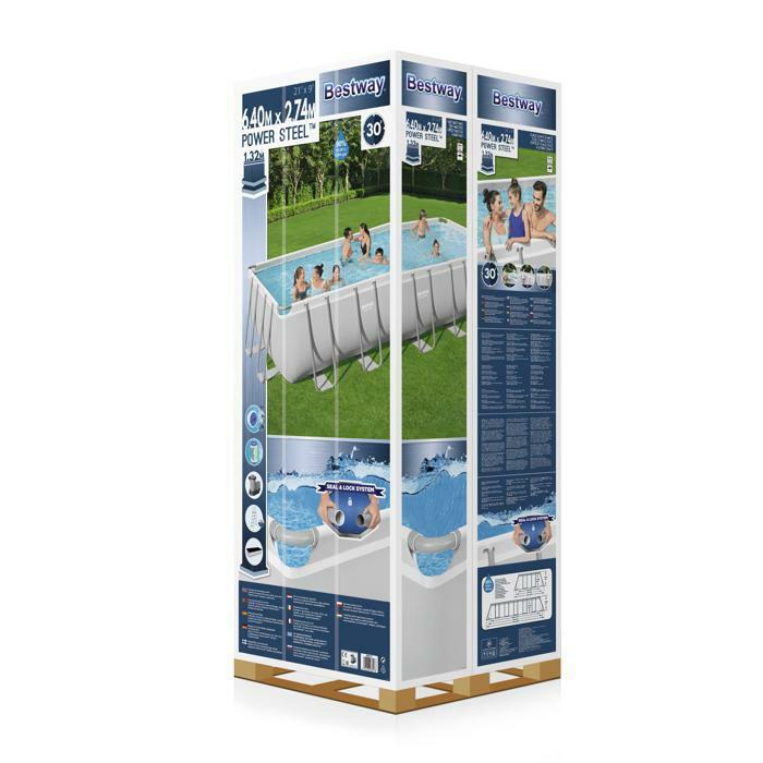 Каркасный бассейн Bestway Power Steel 640х274х132см, 19281л, фил.-насос 5678л/ч, лестница, тент, попл.-доз.