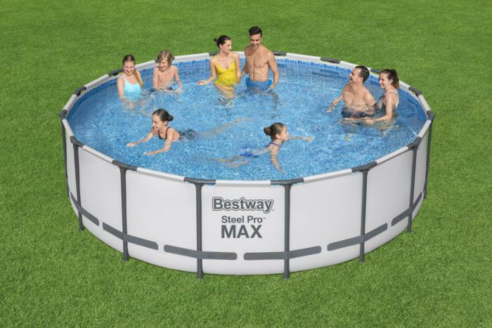 Каркасный бассейн Bestway Steel Pro Max 488х122см, 19480л, фил.-насос 5678л/ч, лестница, тент