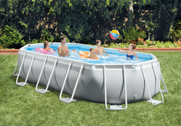 Каркасный бассейн Intex Prism Frame 503х274x122см "Oval" 13365л, фил.-насос 5678л\ч, лестн., тент, подст (26796)