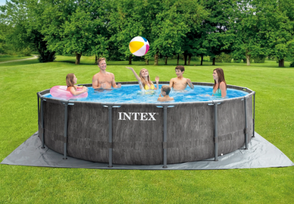 Каркасный бассейн Intex Prism Frame 457х122см "Greywood" 16805л, фил.-насос 3785л\ч, лестница