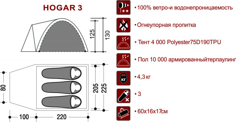Палатка HOGAR 3