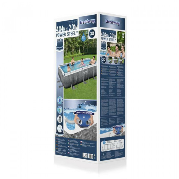 Каркасный бассейн Bestway Power Steel 404х201х100см, 6478л, фил.-насос 2006л/ч, лестница, попл.-дозатор (56721)