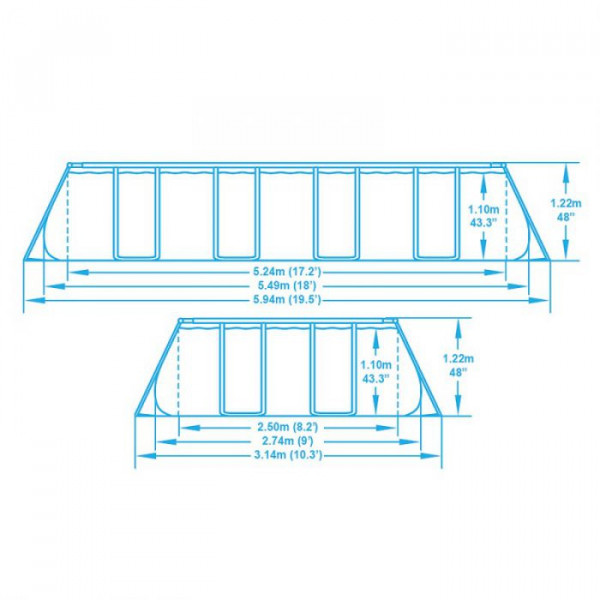 Каркасный бассейн Bestway Power Steel 549х274х122см, 14812л, фил.-насос 5678л/ч, лестница, тент, попл.-доз.