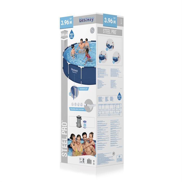 Каркасный бассейн Bestway Steel Pro 396х84см, 8680л, фил.-насос 2006л/ч (5612E BW)