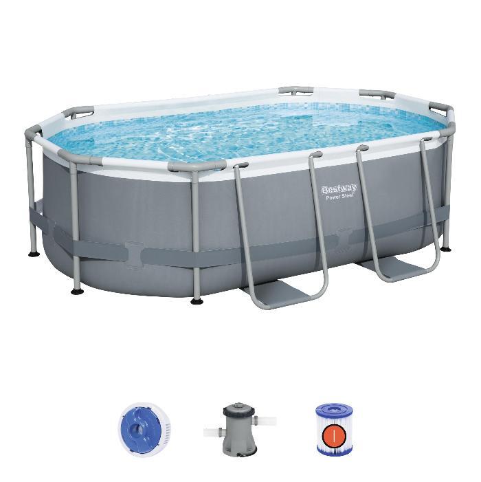 Каркасный бассейн Bestway Power Steel 305х200х84см, 3668л, фил.-насос 1249л/ч, попл.-дозатор (5614A BW)