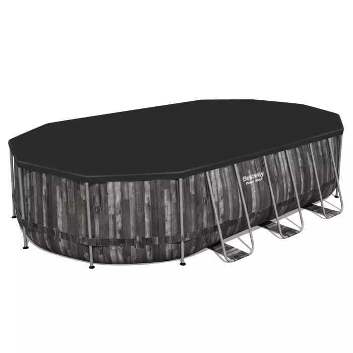 Каркасный бассейн Bestway Power Steel 610х366х122см, 20241л, фил.-насос 5678л/ч, лестница, тент, попл.-доз (5611R BW)