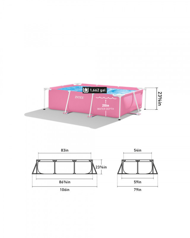 Каркасный бассейн Intex Pink Metal Frame 220х150х60см, 1662л